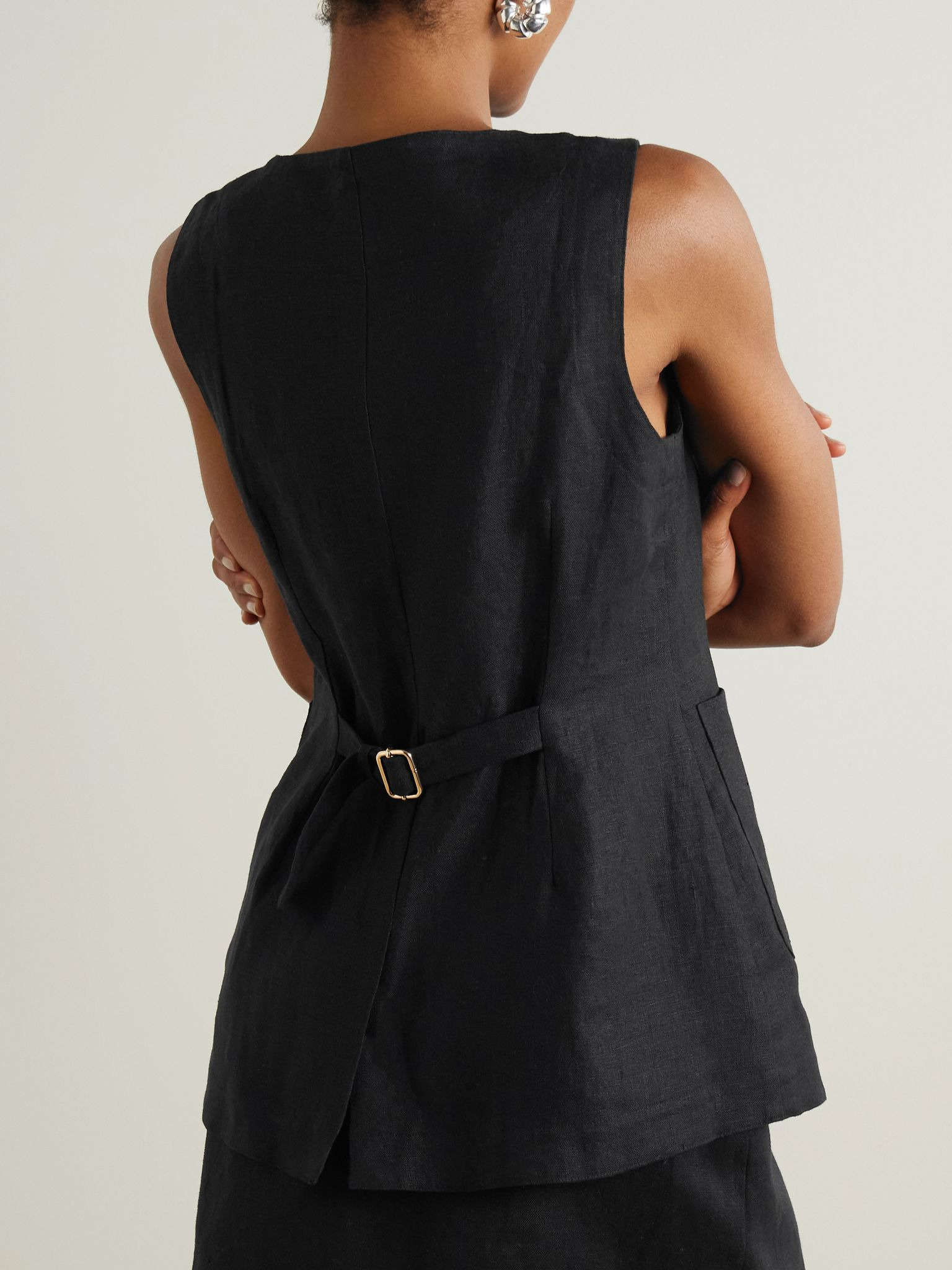 Emma linen vest Black - 3