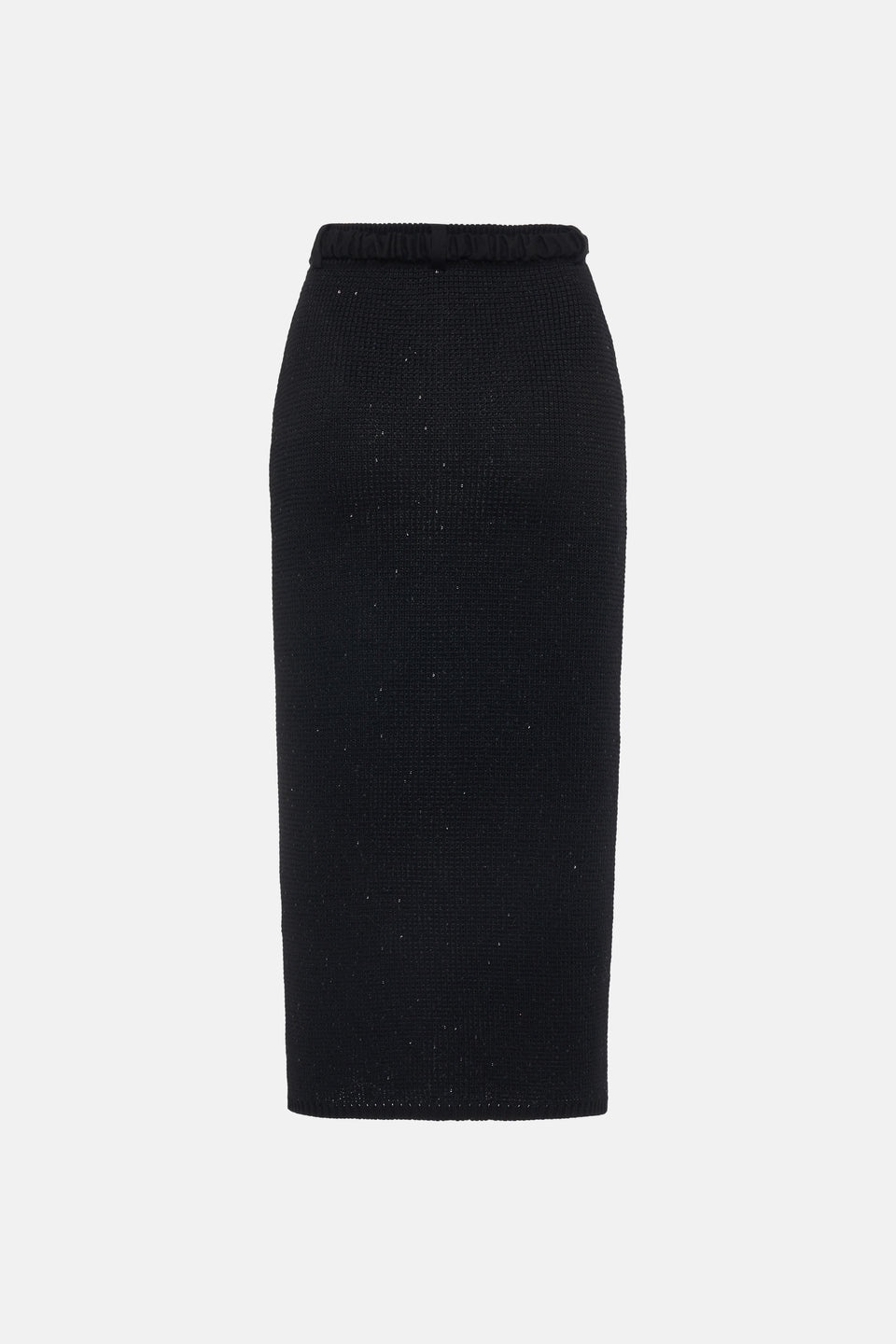 SEQUIN COTTON BLEND KNITTED MIDI SKIRT W/ZIP, BELT - 2