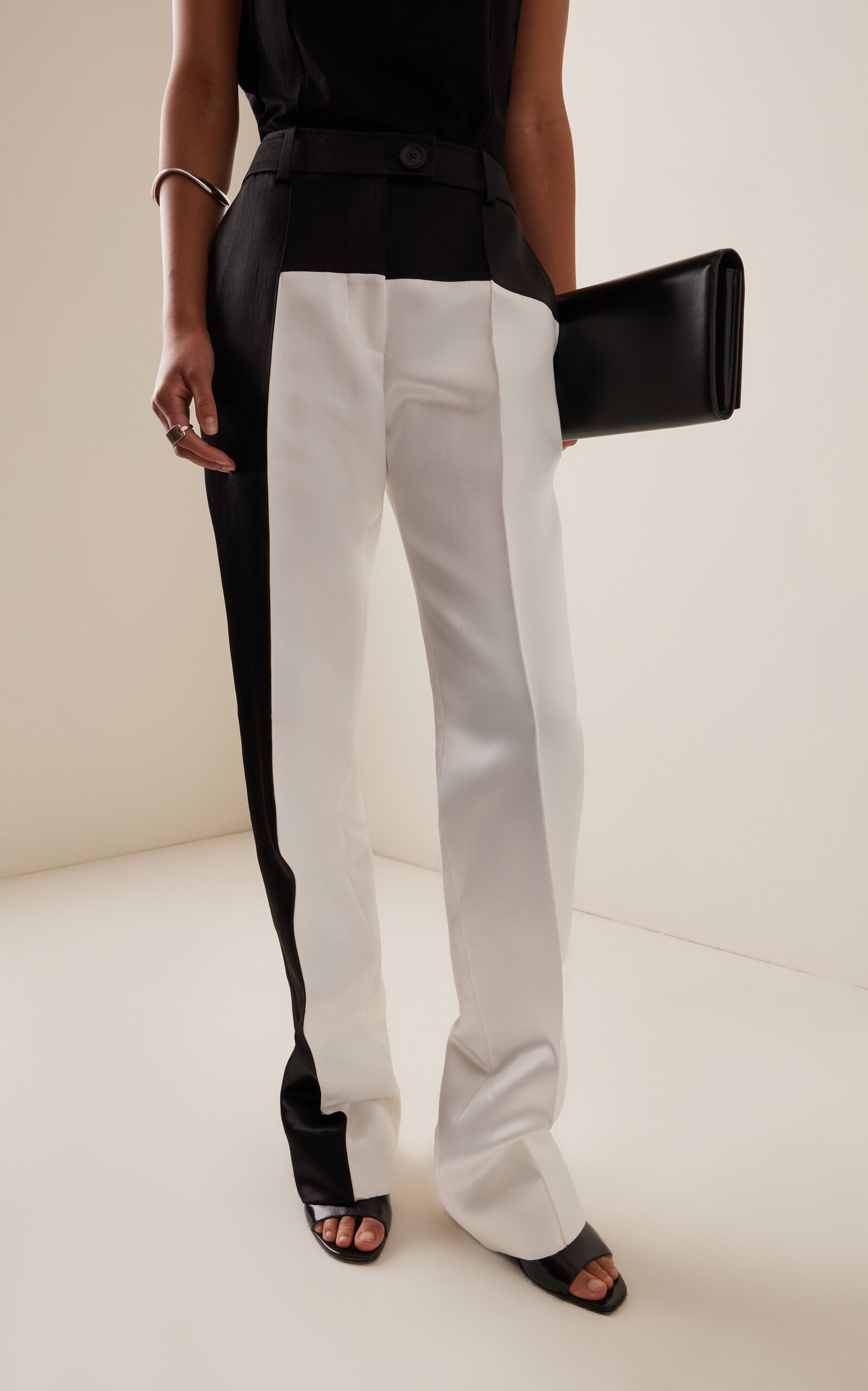 Colorblock Twill Straight-Leg Pants black/white - 3