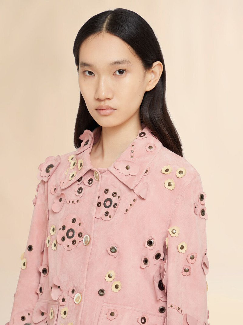 PINK SUEDE JACKET WITH FLOWER APPLIQUÉS 4