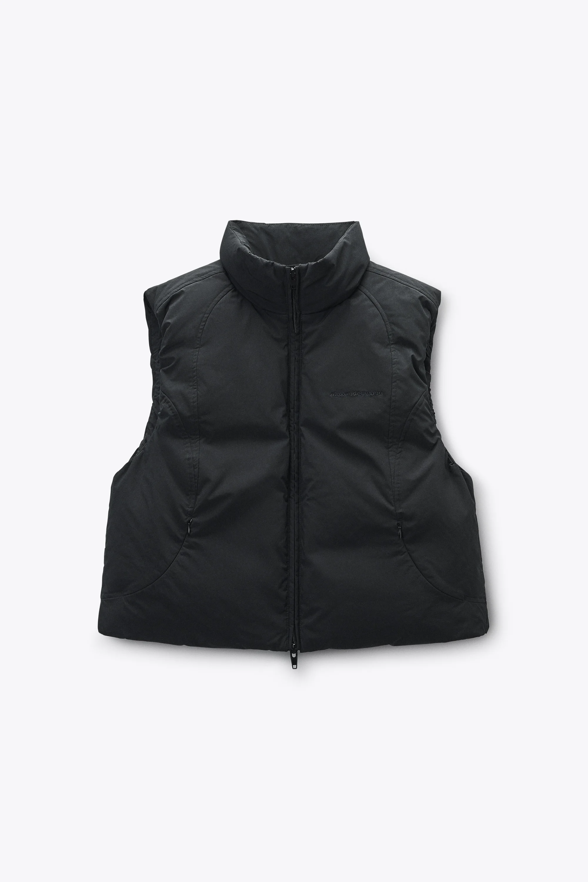 Black Essential Puffer Vest - 1