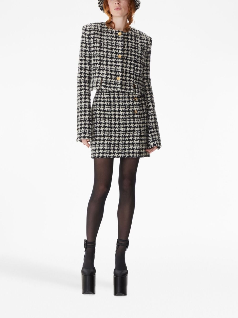 houndstooth-pattern wool-cotton jacket - 2