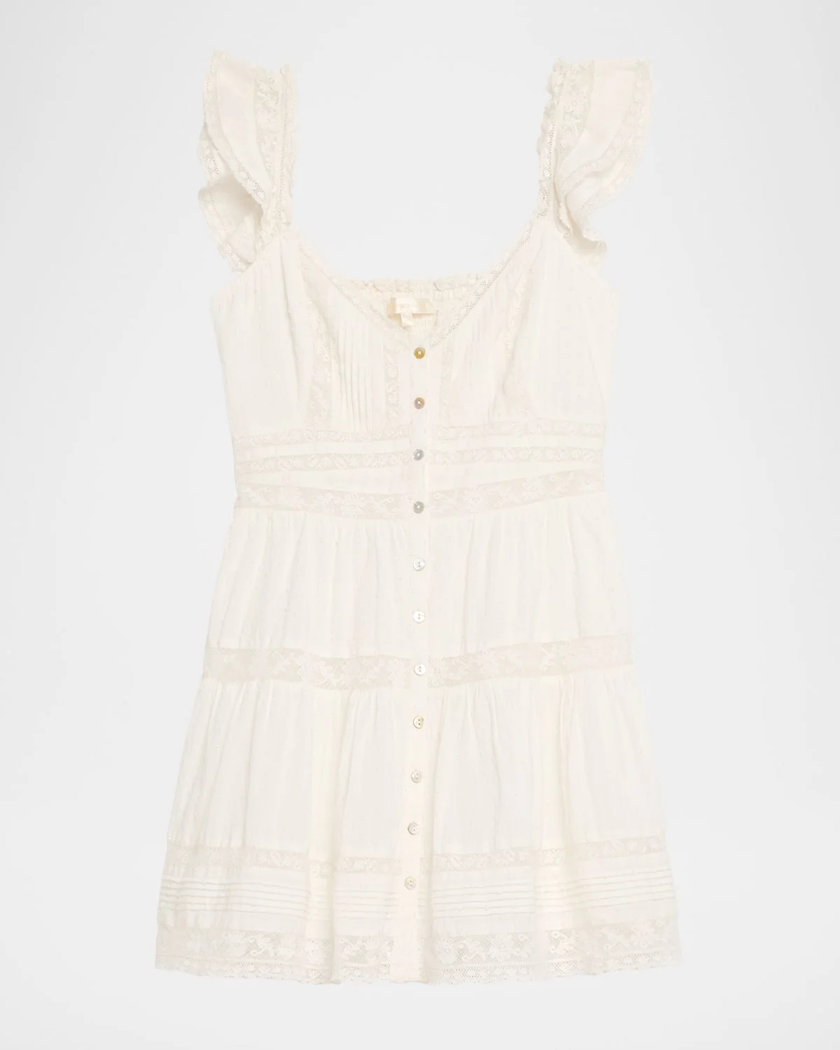 Rietta Cotton Lace-Trimmed Mini Dress - 1