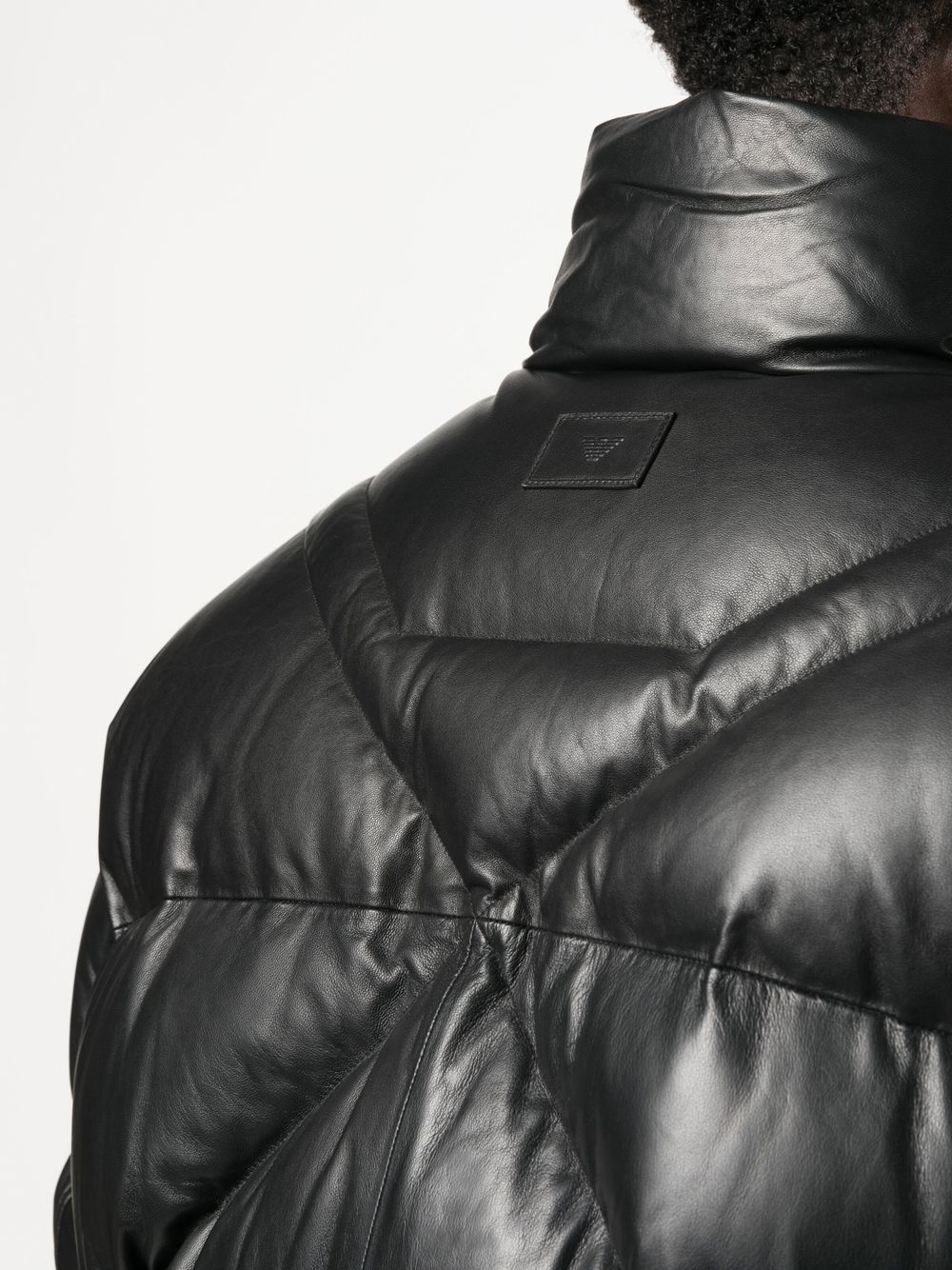 leather padded down coat - 5