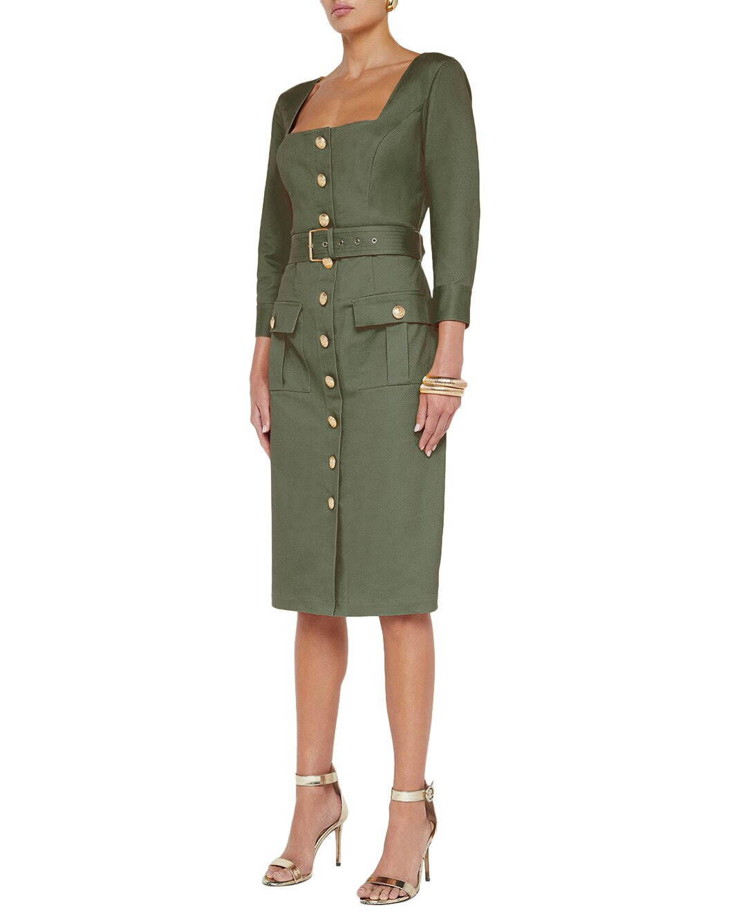 L'AGENCE Bordeaux 3/4 Sleeve Midi Dress - 3