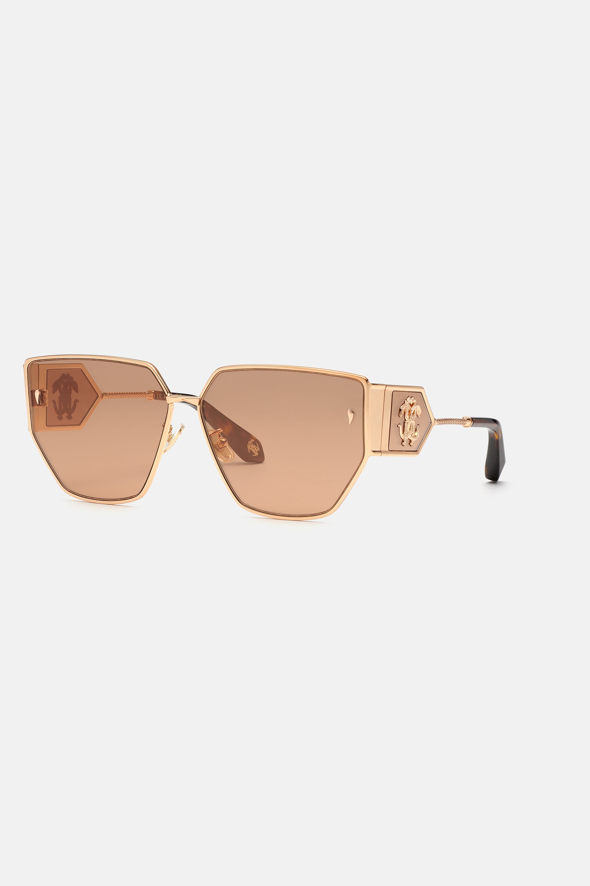 Sunglasses with wide shape front, metal fangs embellishment - 3