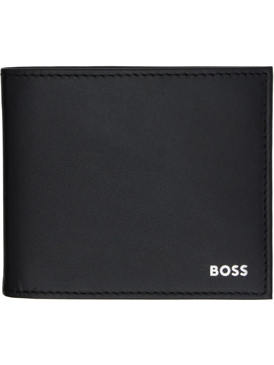 Black Smooth-Leather Logo Blllfold Wallet - 1