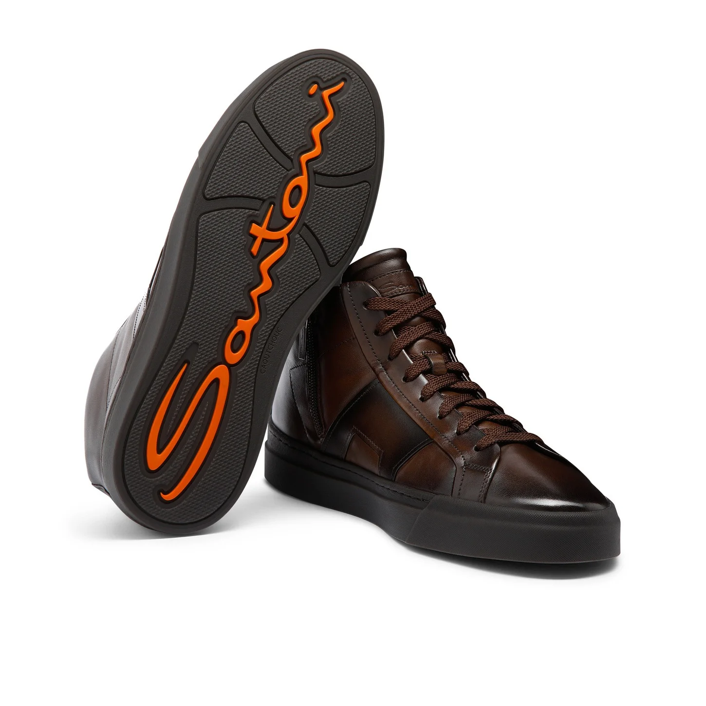 Santoni - modern sneaker - Men\'s Brown Leather Double Monk Strap Shoes Santoni Men main image 3