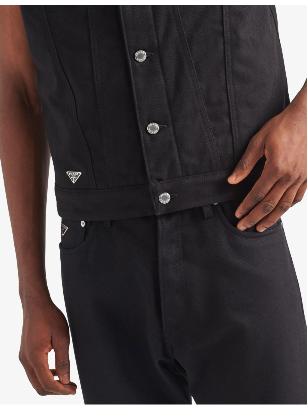 Bull brand-plaque denim vest - 5