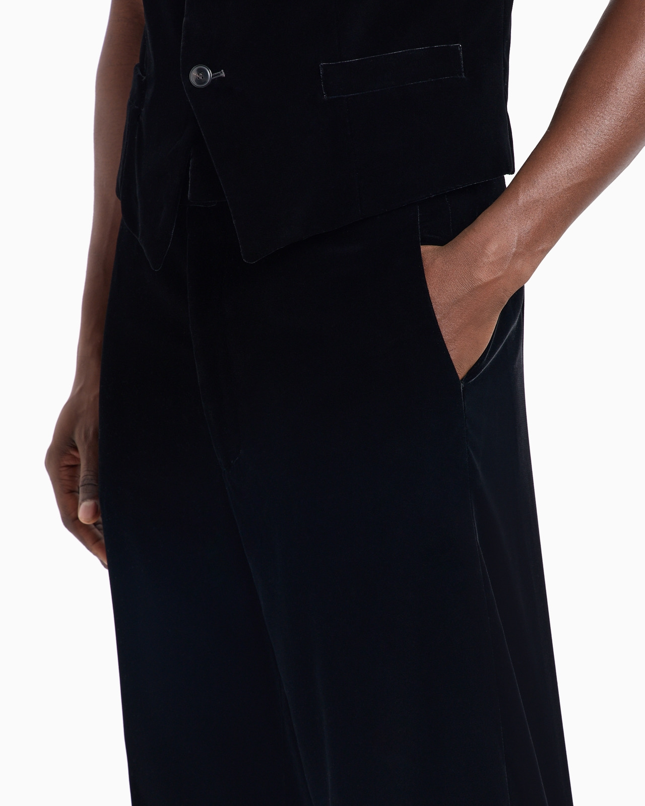 Velvet, flat-front trousers - 6