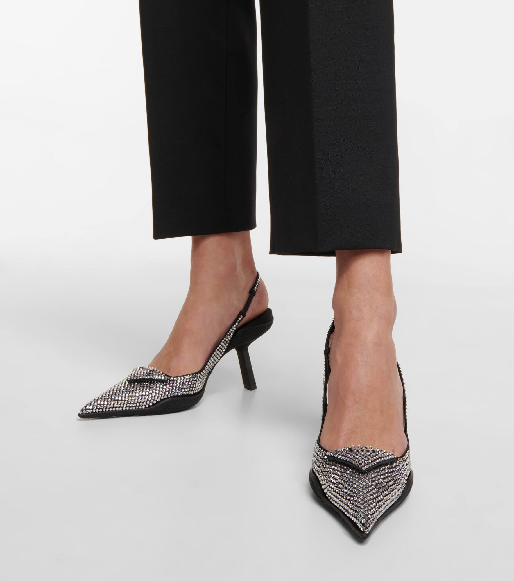 Crystal-embellished slingback pumps - 4