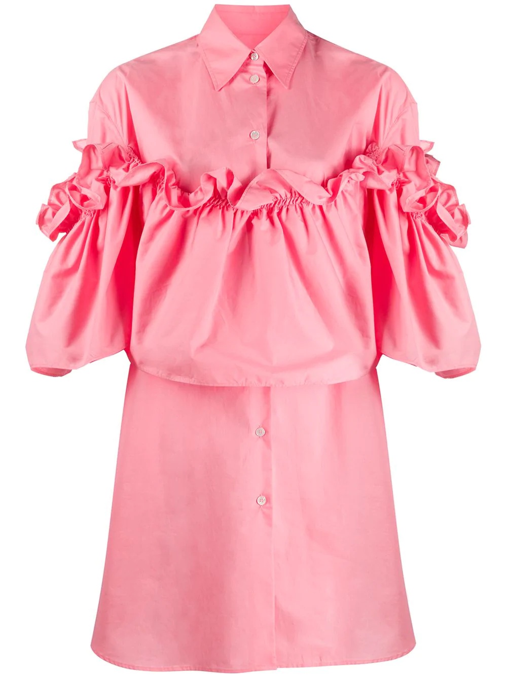 ruffle layered shirt dress - 1