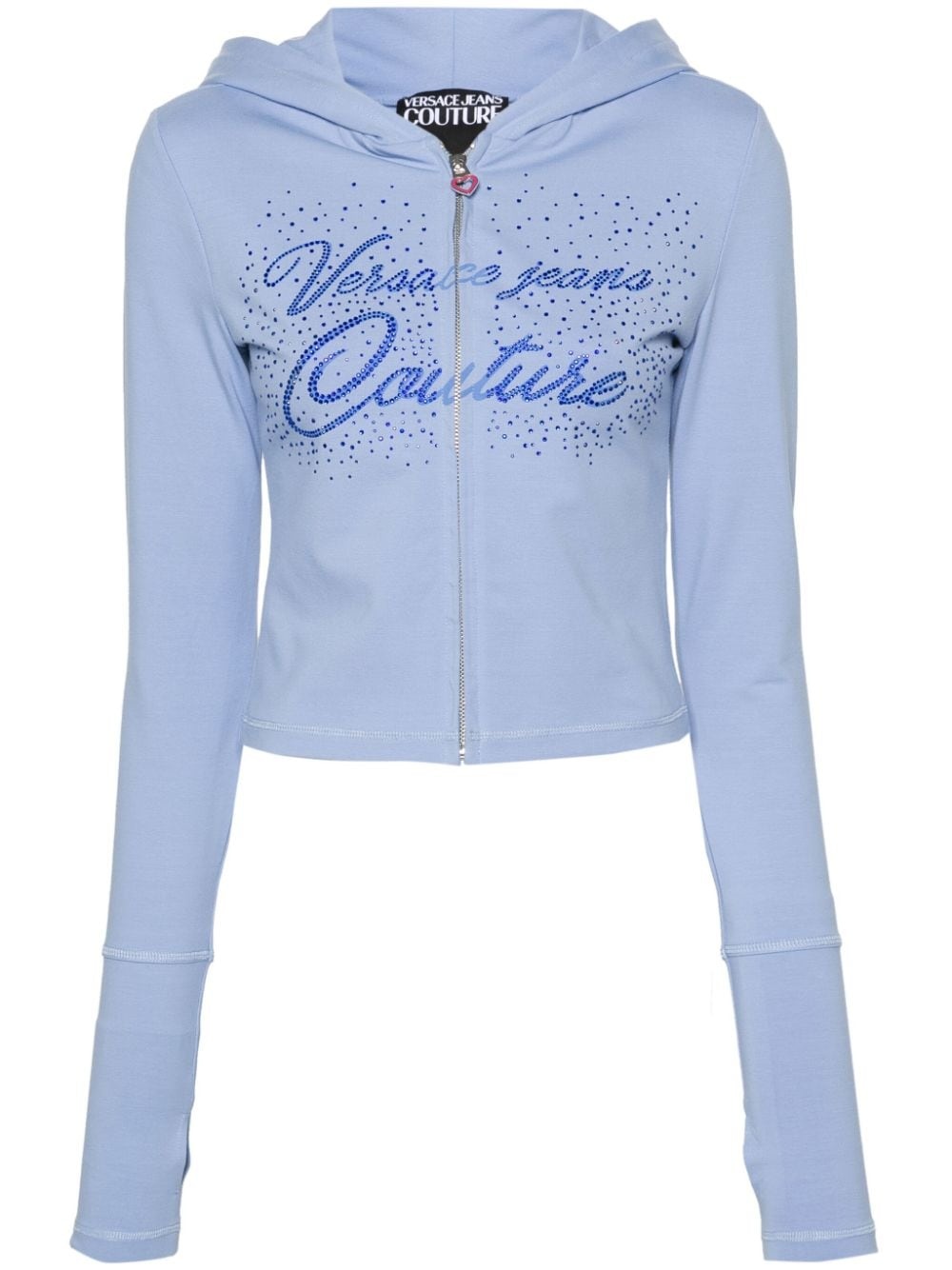 rhinestone embellished zip-up hoodie - 1