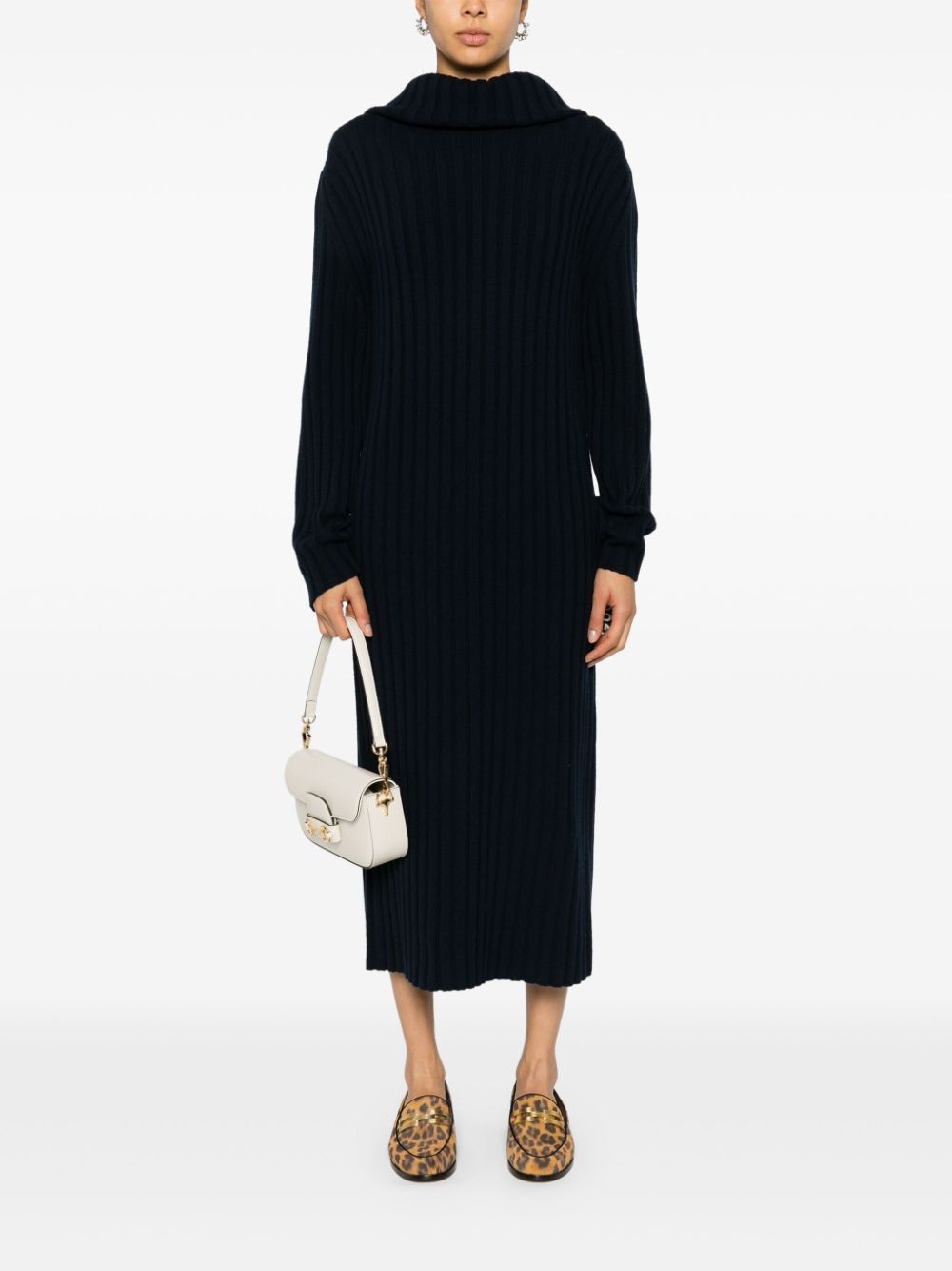 zip-up ribbed-knit dress - 2