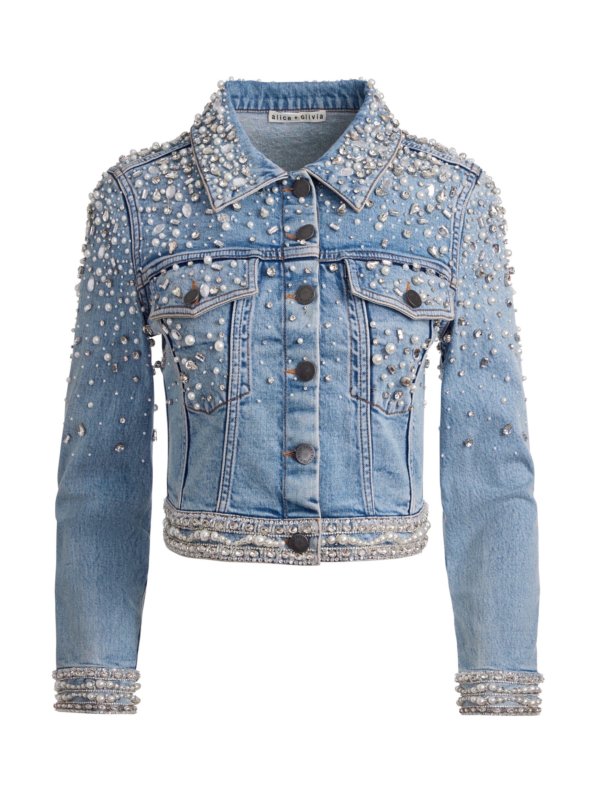 NELSON EMBELLISHED FITTED DENIM JACKET - 1
