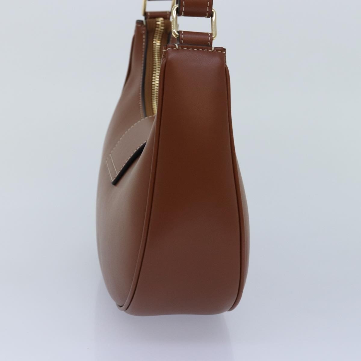 CELINE Triomphe Hand Bag Leather Brown Gold - 3
