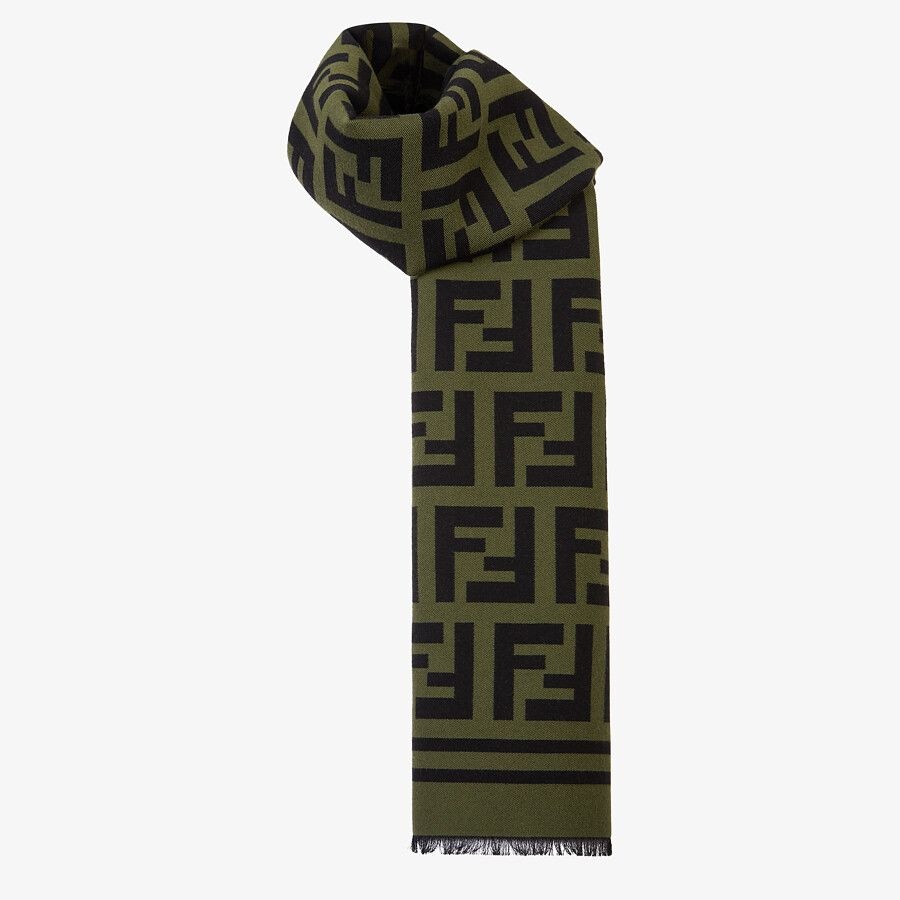 Green wool and silk scarf - 2