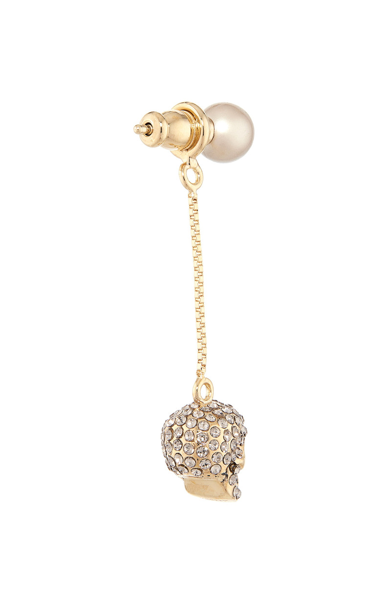 Alexander McQueen Alexander McQueen Pavé Skull Drop Earrings in Coffee outlook