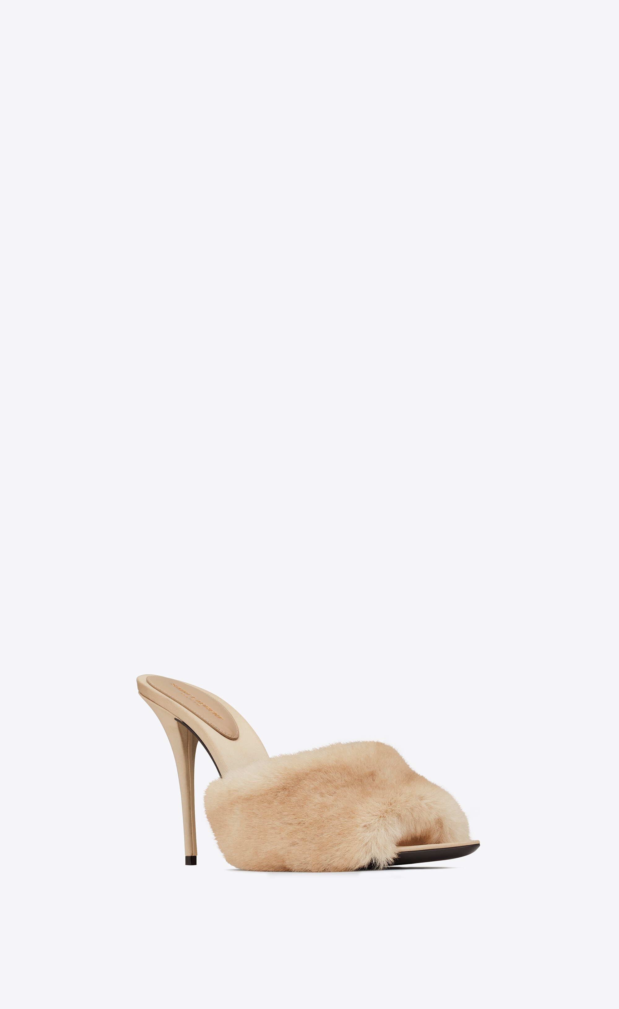 la 16 heeled mules in animal free-fur and smooth leather - 3