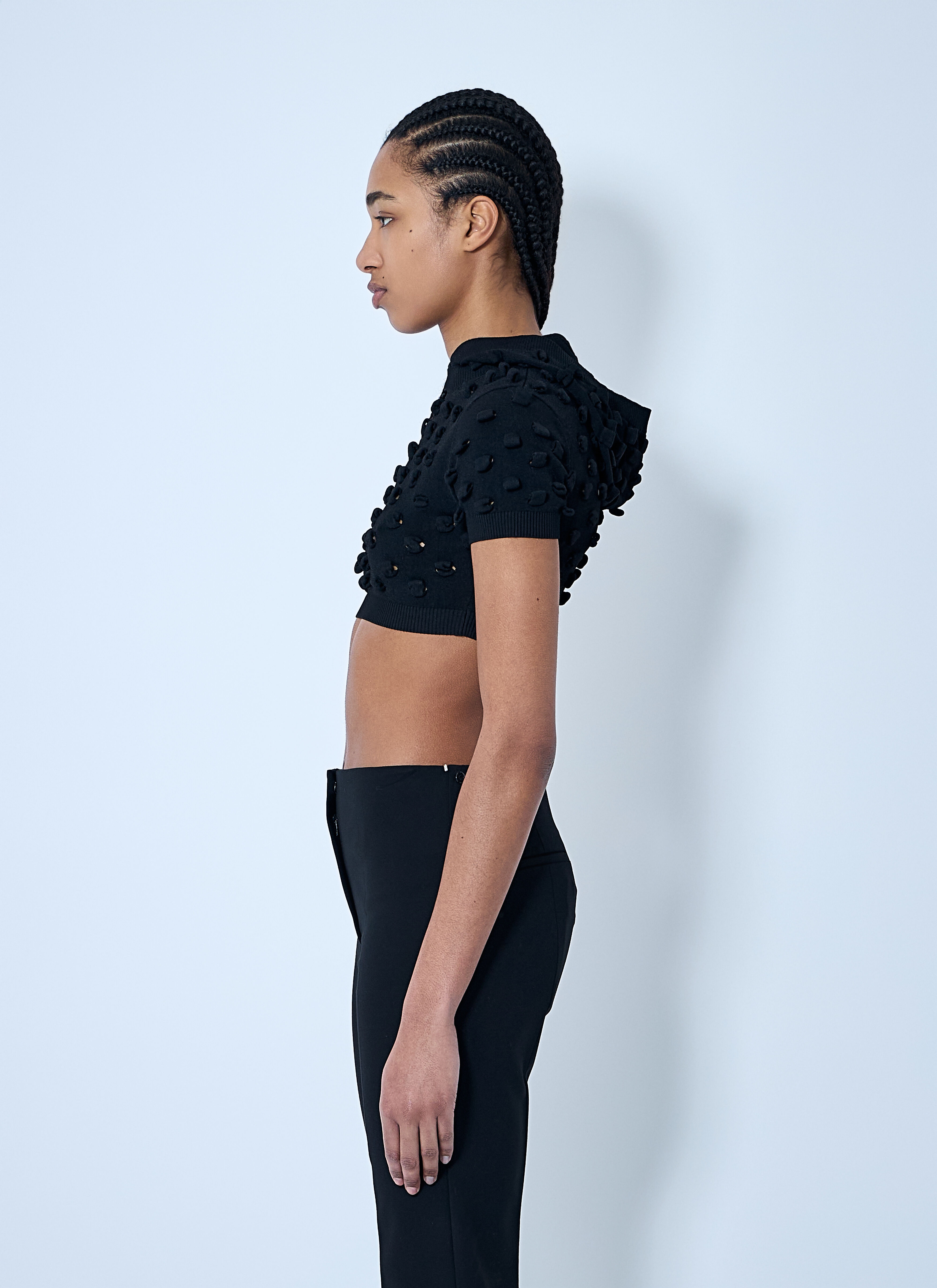 Hooded Open-Knit Crop Top - 3