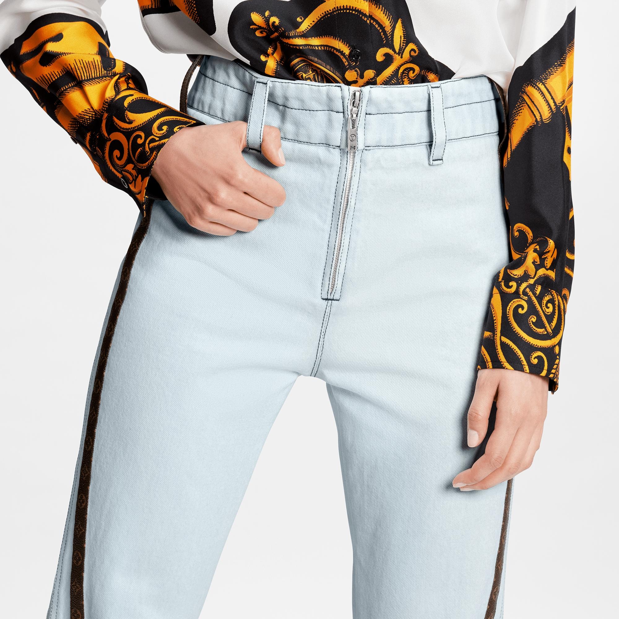 Monogram Accent Washed Denim Jeans - 3