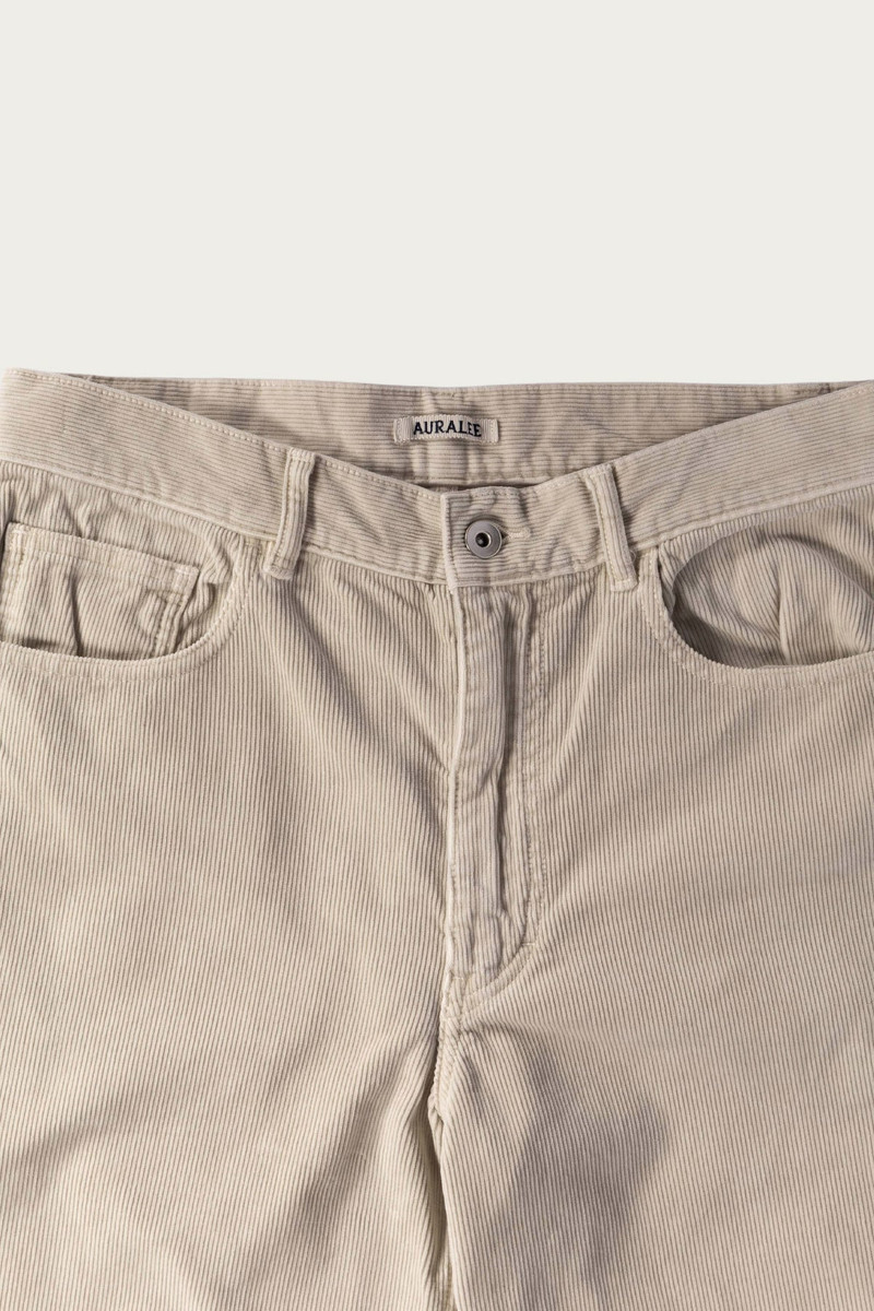 AURALEE Garment-Dyed Finx Corduroy 5P Wide Pants - White Khaki outlook