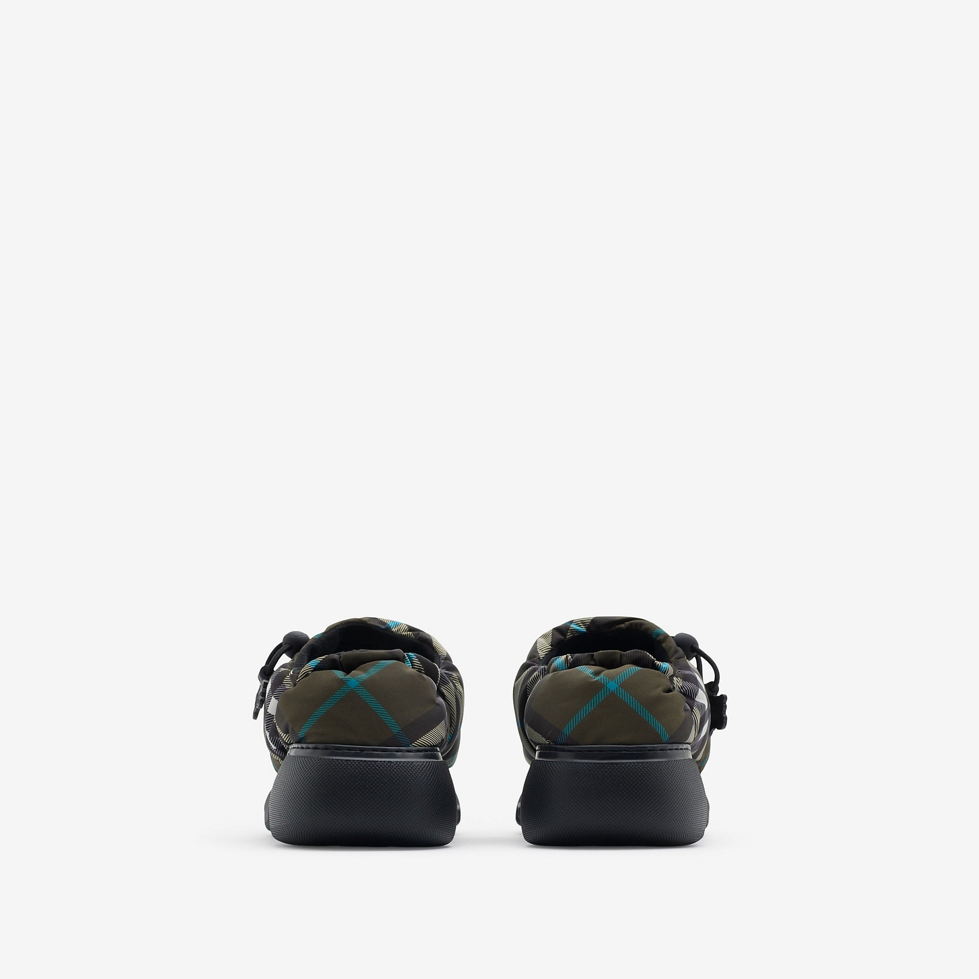 Check Nylon Blend Pillow Mules - 4