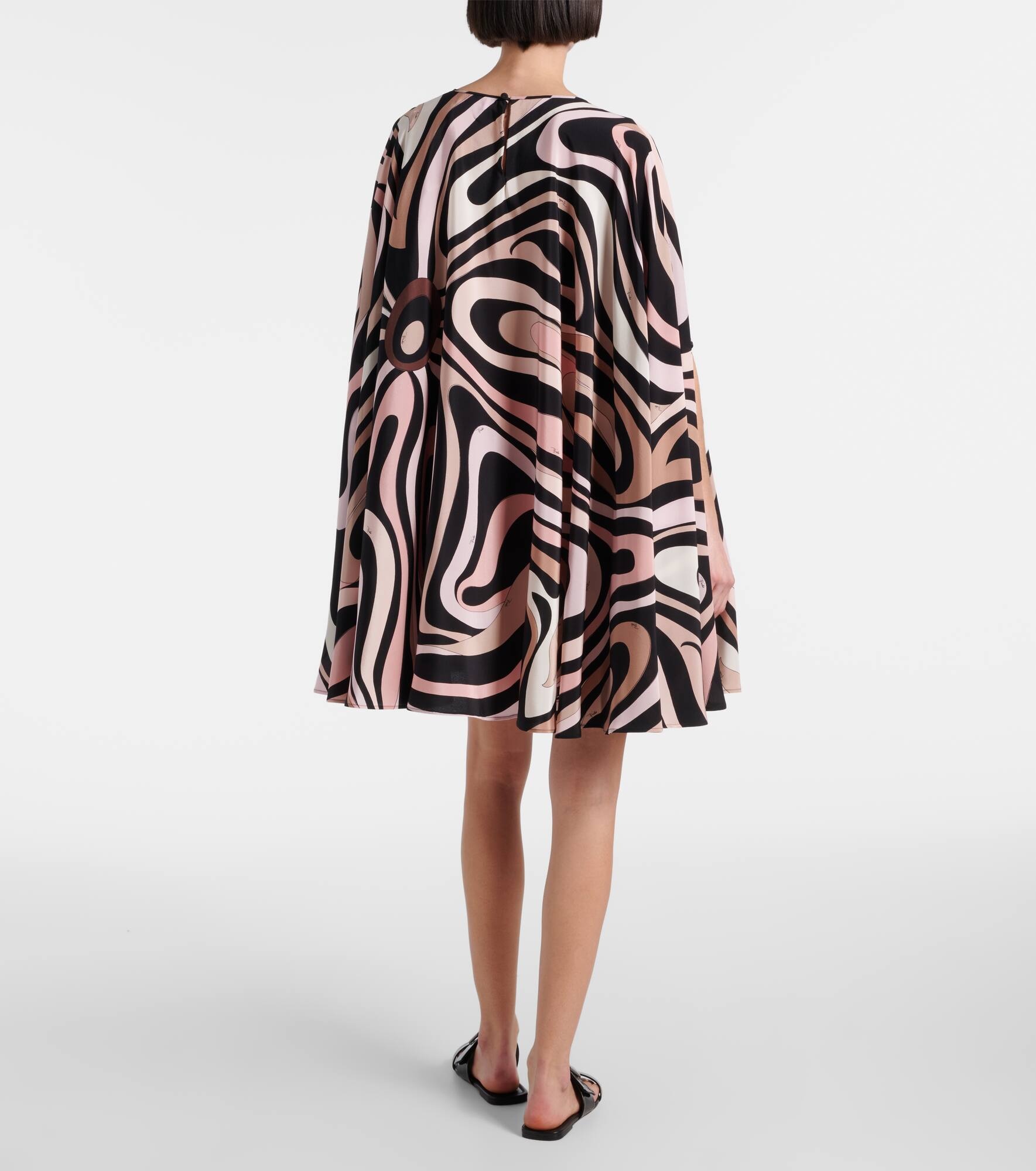 Marmo caped crêpe de chine minidress - 3