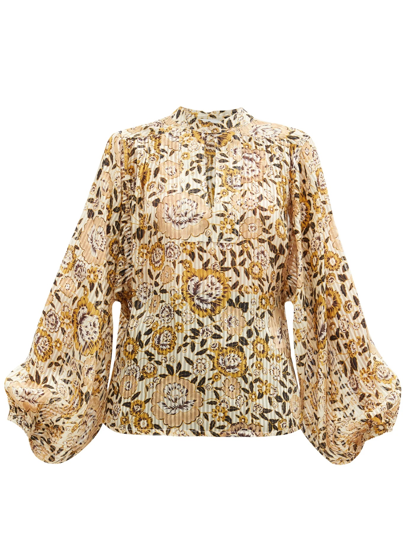 Burmese floral-print plissé silk-blend blouse - 1