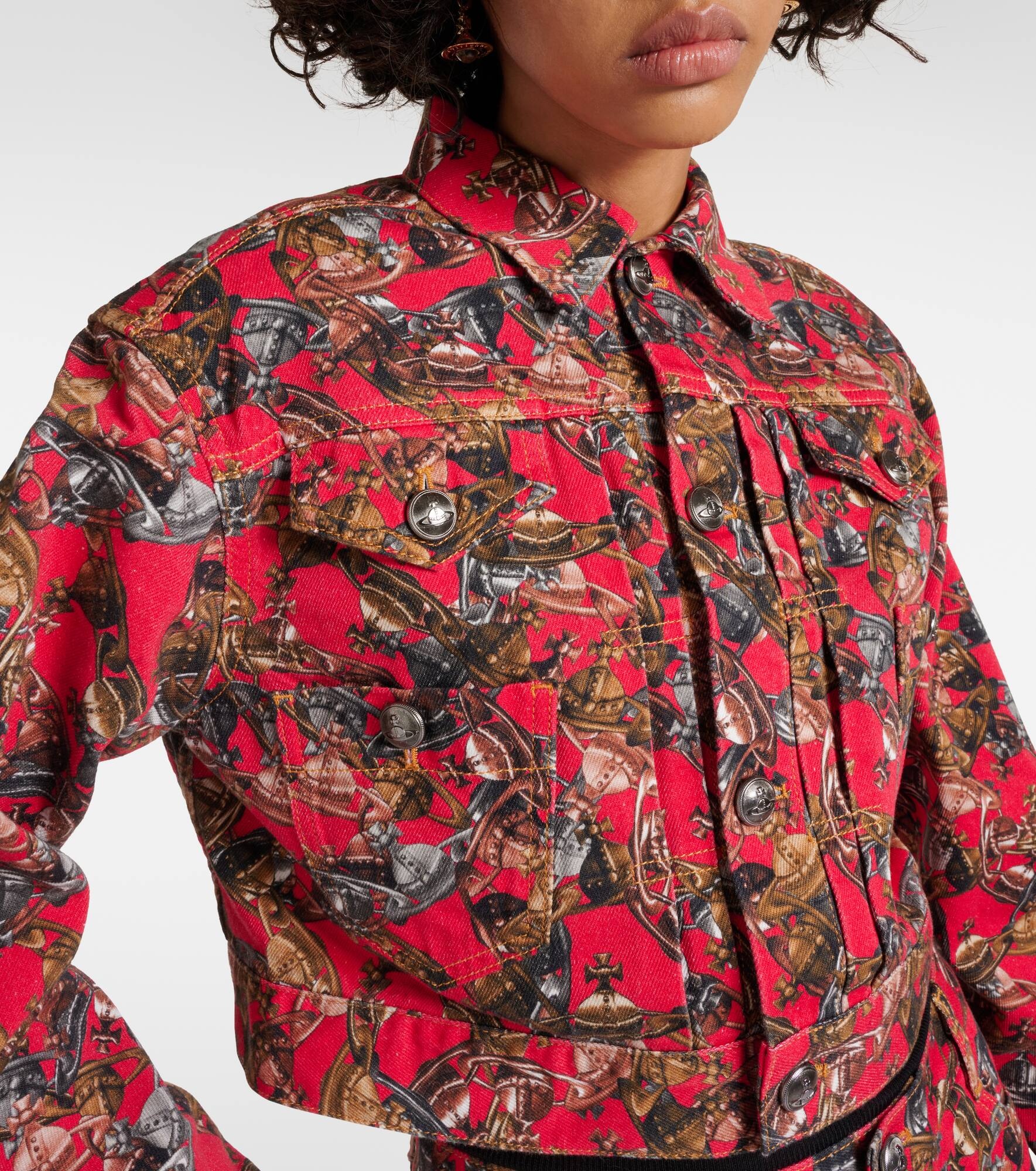 Printed cropped denim jacket - 4