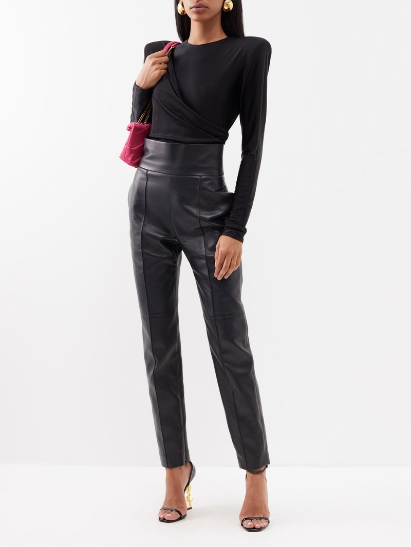 Alexandre Vauthier Draped Satin long-sleeve Bodysuit - Farfetch