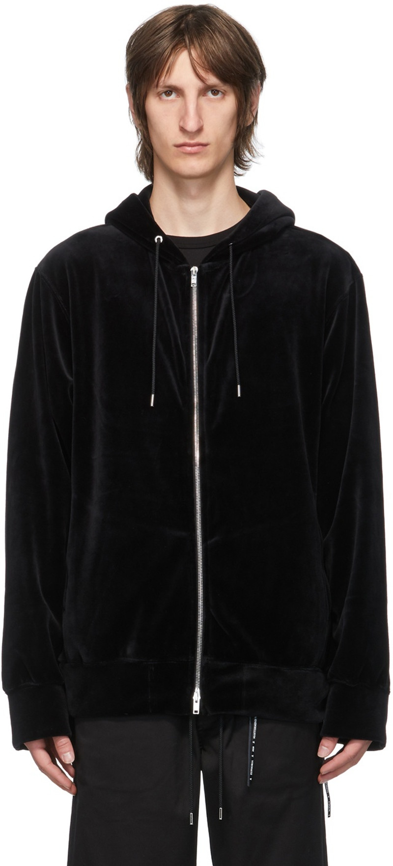 Black Velour Zip Hoodie 1