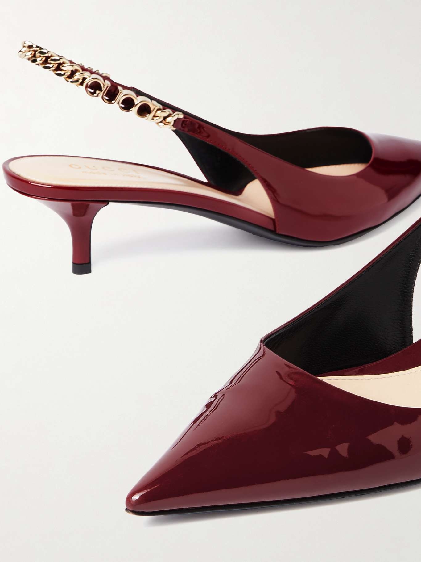 Signoria embellished patent-leather slingback pumps - 4