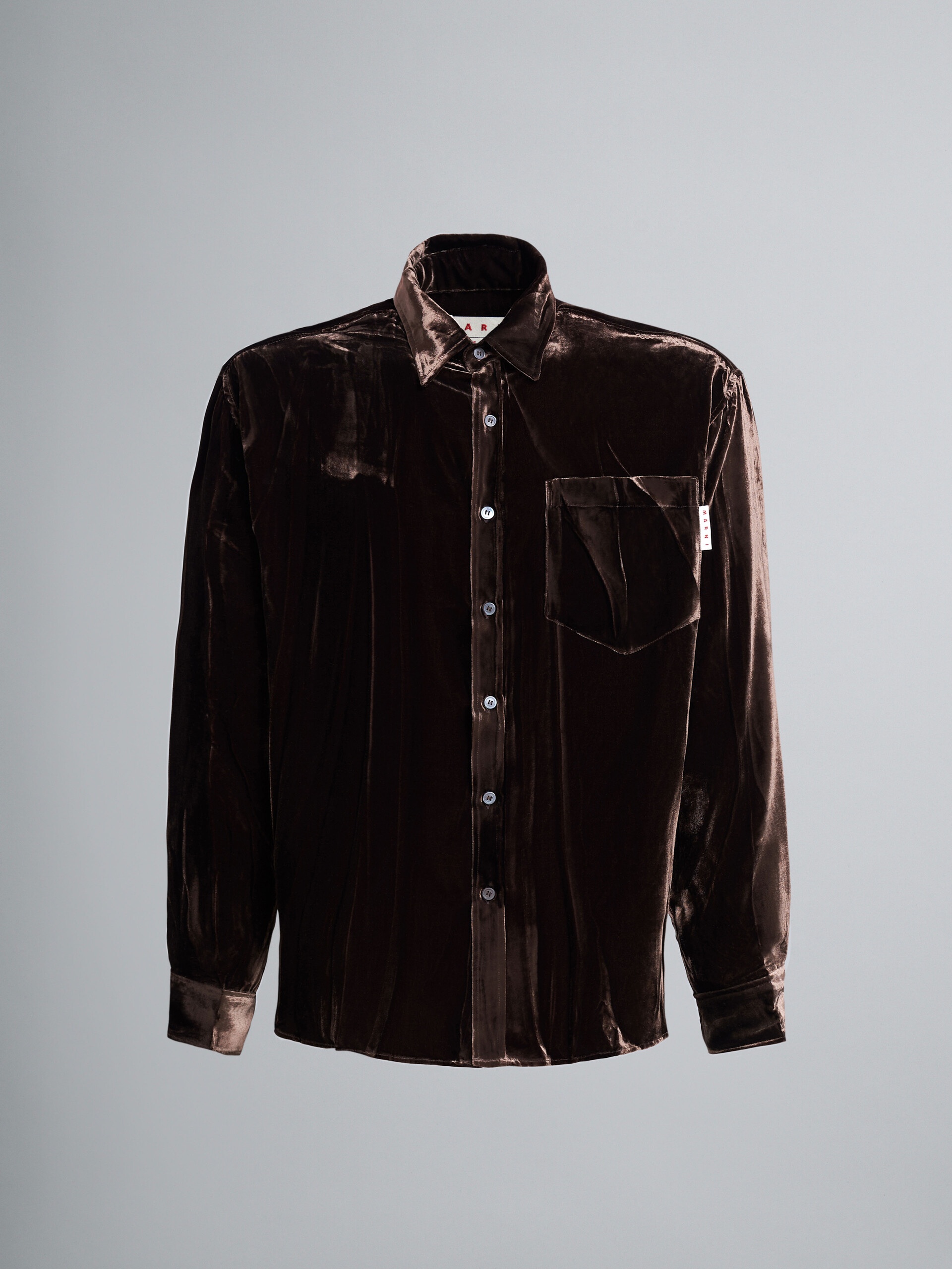 CRINKLED-EFFECT FLUID VELVET SHIRT - 1