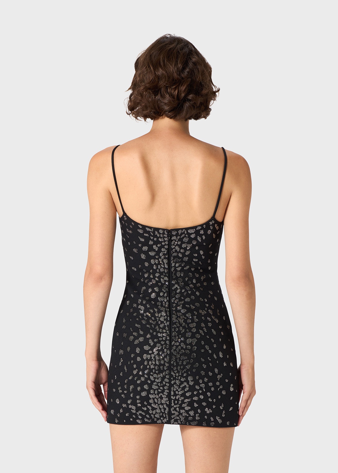 MINI DRESS IN SABLÉ WITH RHINESTONE DECORATIONS - 4