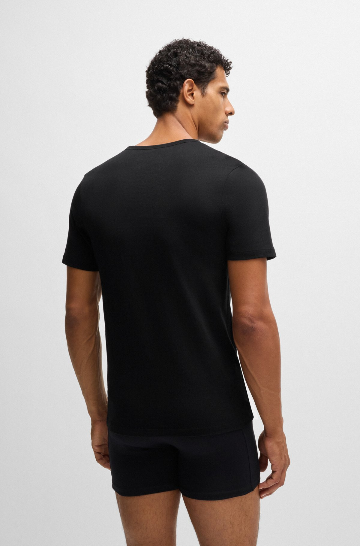 THREE-PACK OF V-NECK T-SHIRTS IN COTTON JERSEY - 3