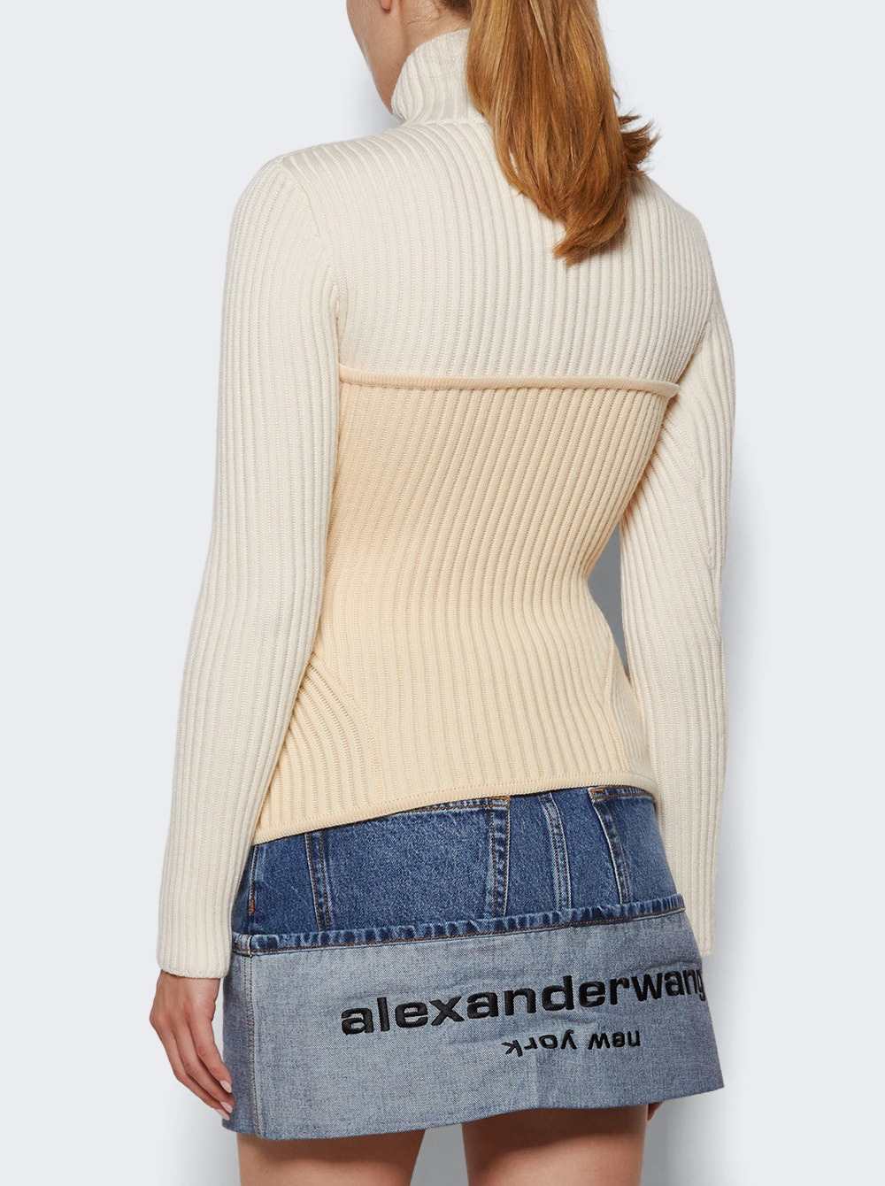 Stretch Merino Wool Sweater White And Ecru - 4