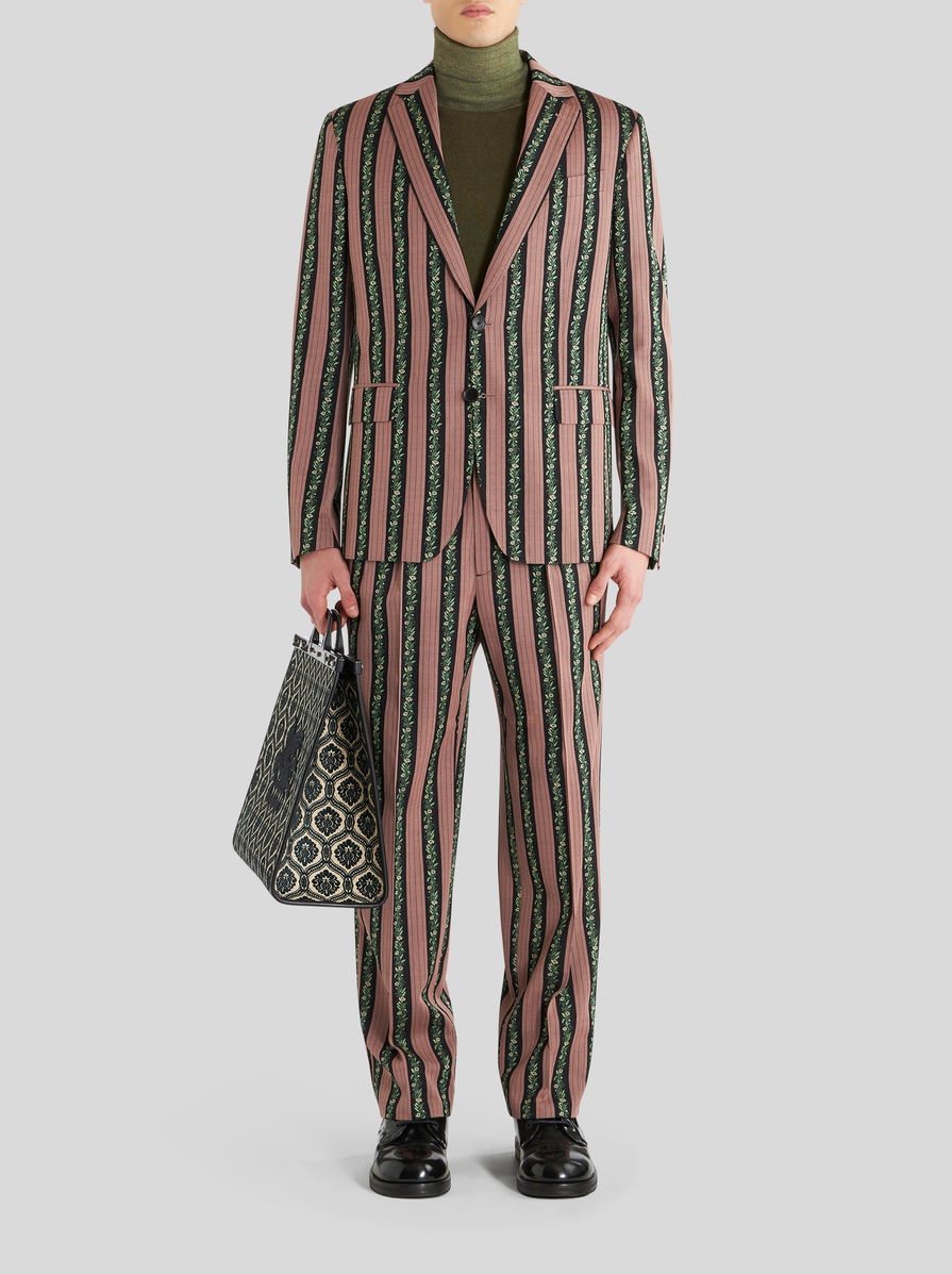 STRIPED FLORAL JACQUARD TROUSERS - 3