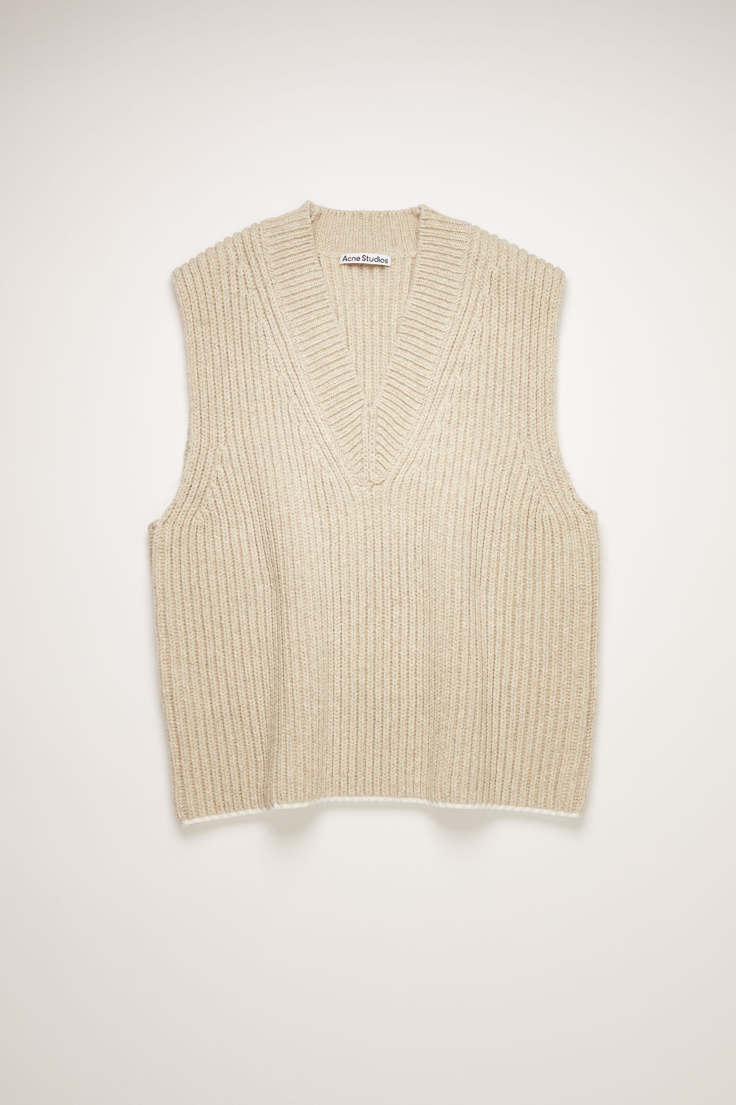 Ribbed-knit vest ecru beige - 1