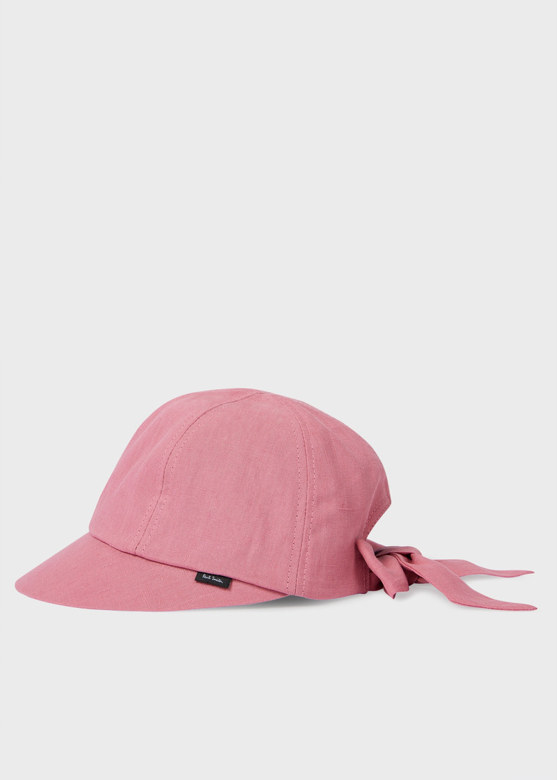 Women's Pink Linen Bow Cap 1