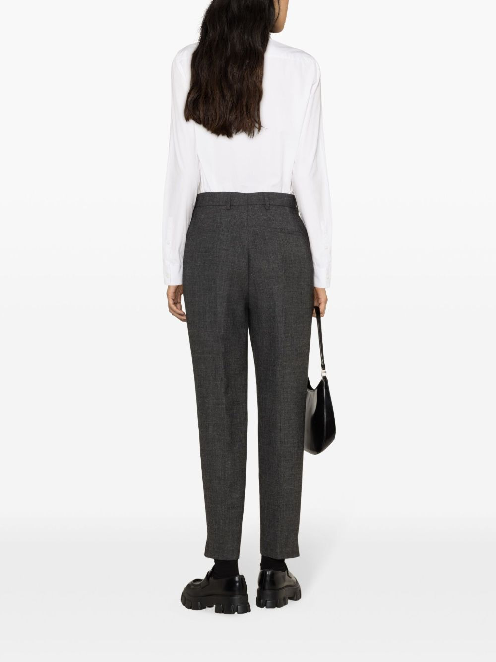virgin wool pressed-crease tailored trousers - 3