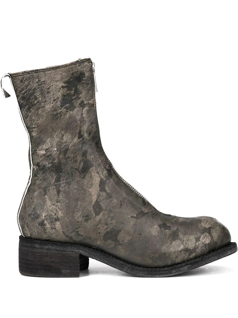 printed zip front boots 1