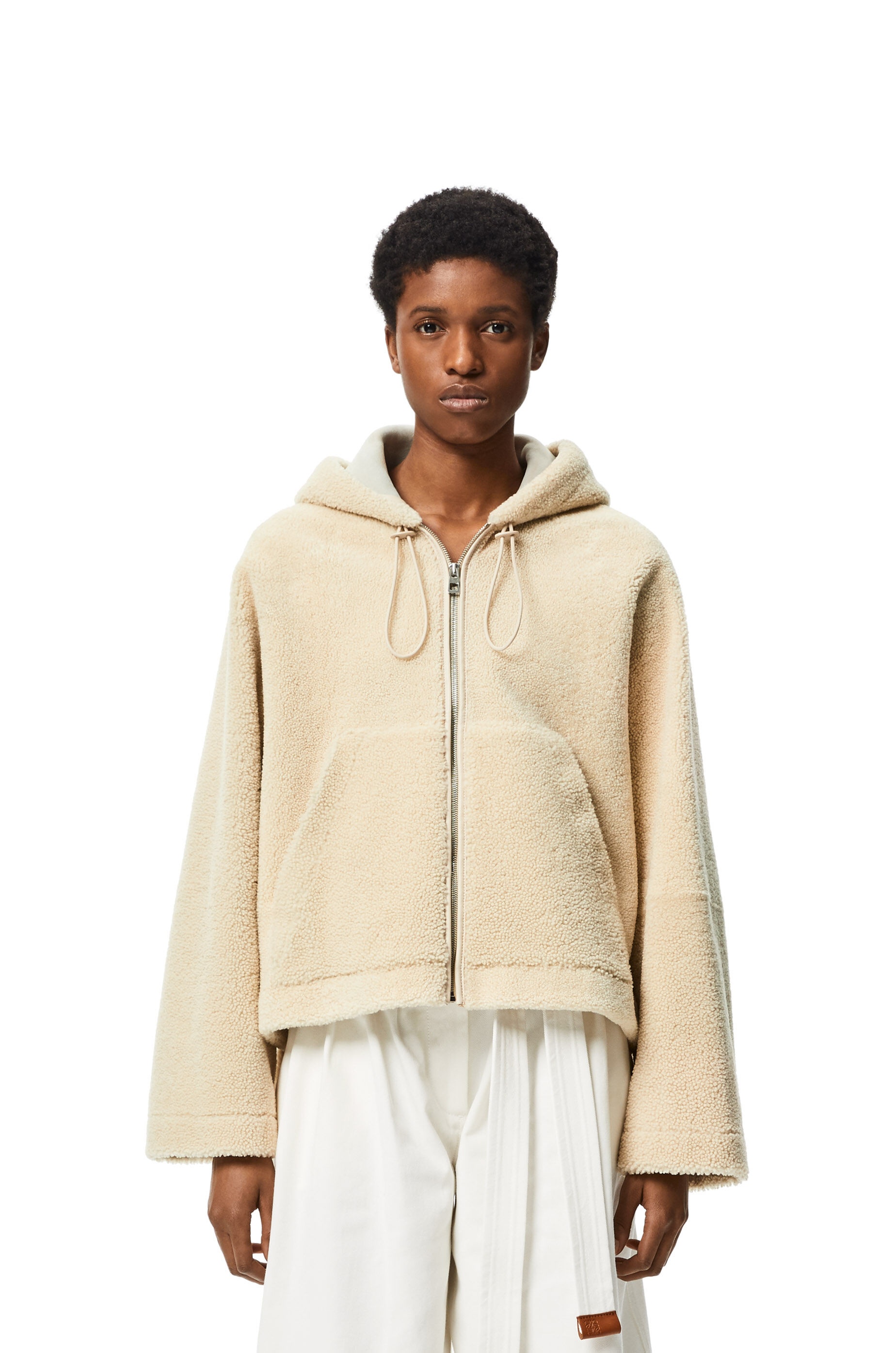 Hooded zip jacket in shearling - 3