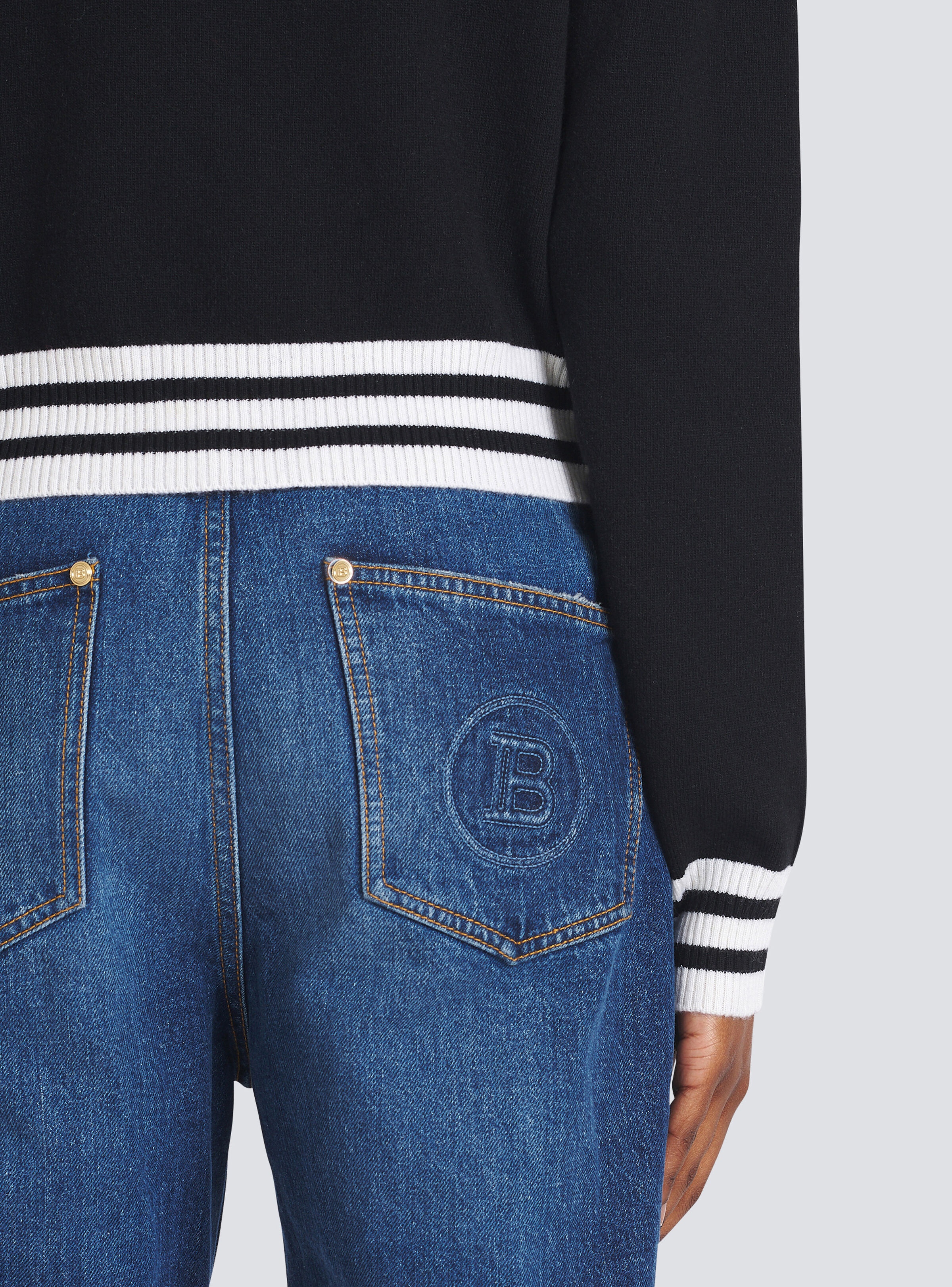 Cropped wool sweatshirt with Balmain logo - 8