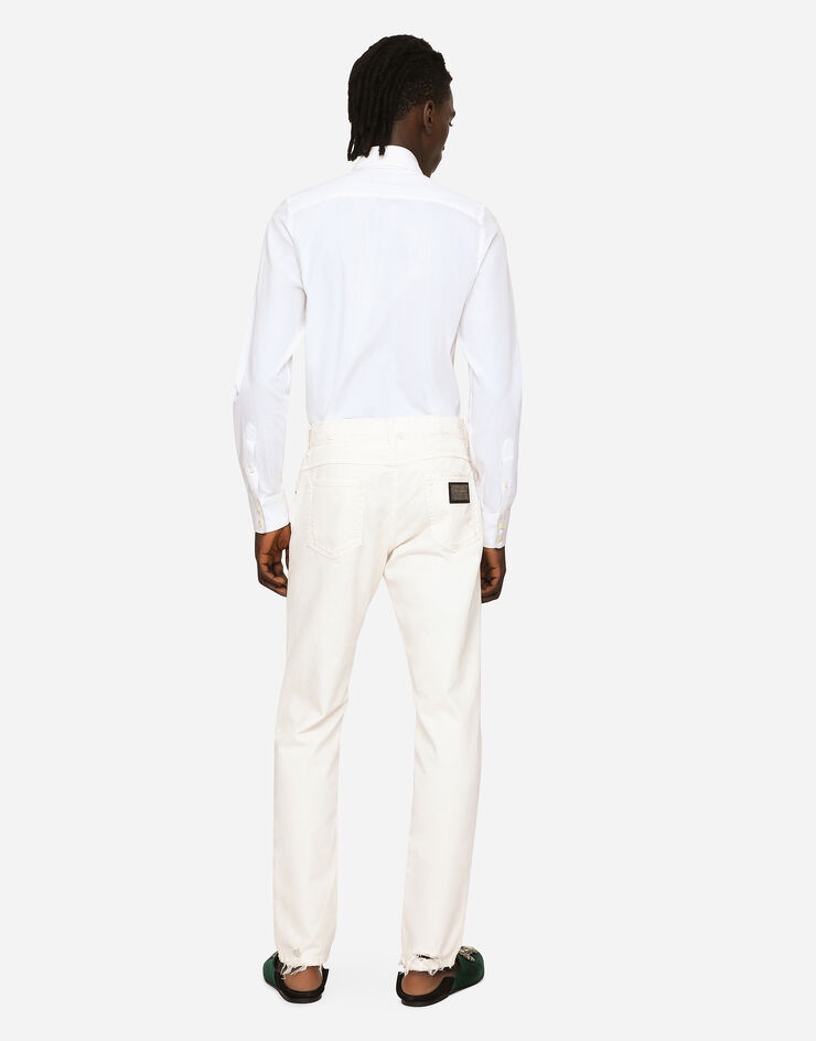 Regular-fit white denim jeans - 5