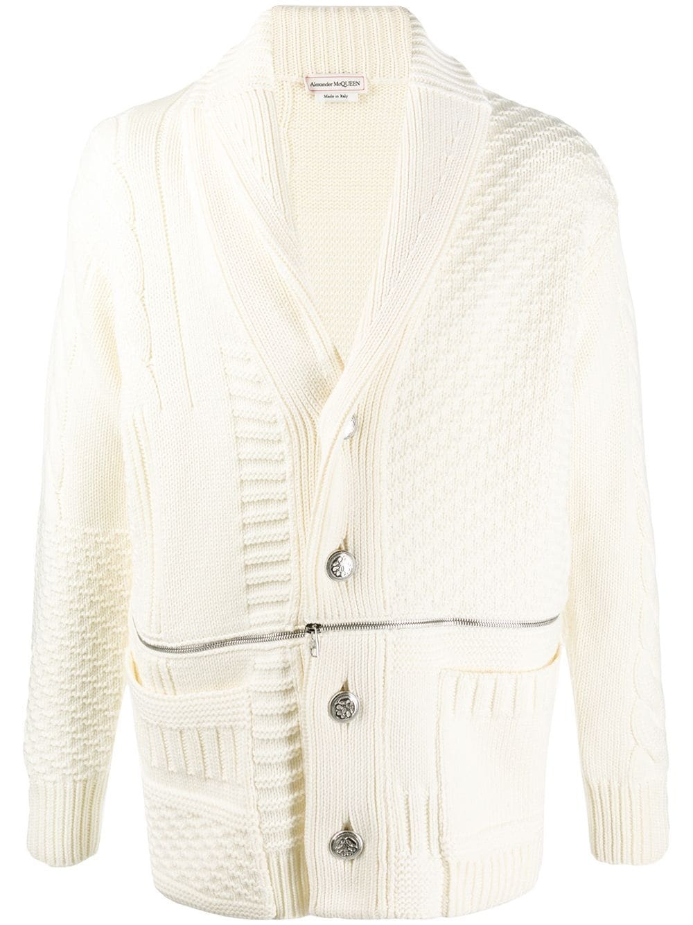 panelled zipped cardigan - 1