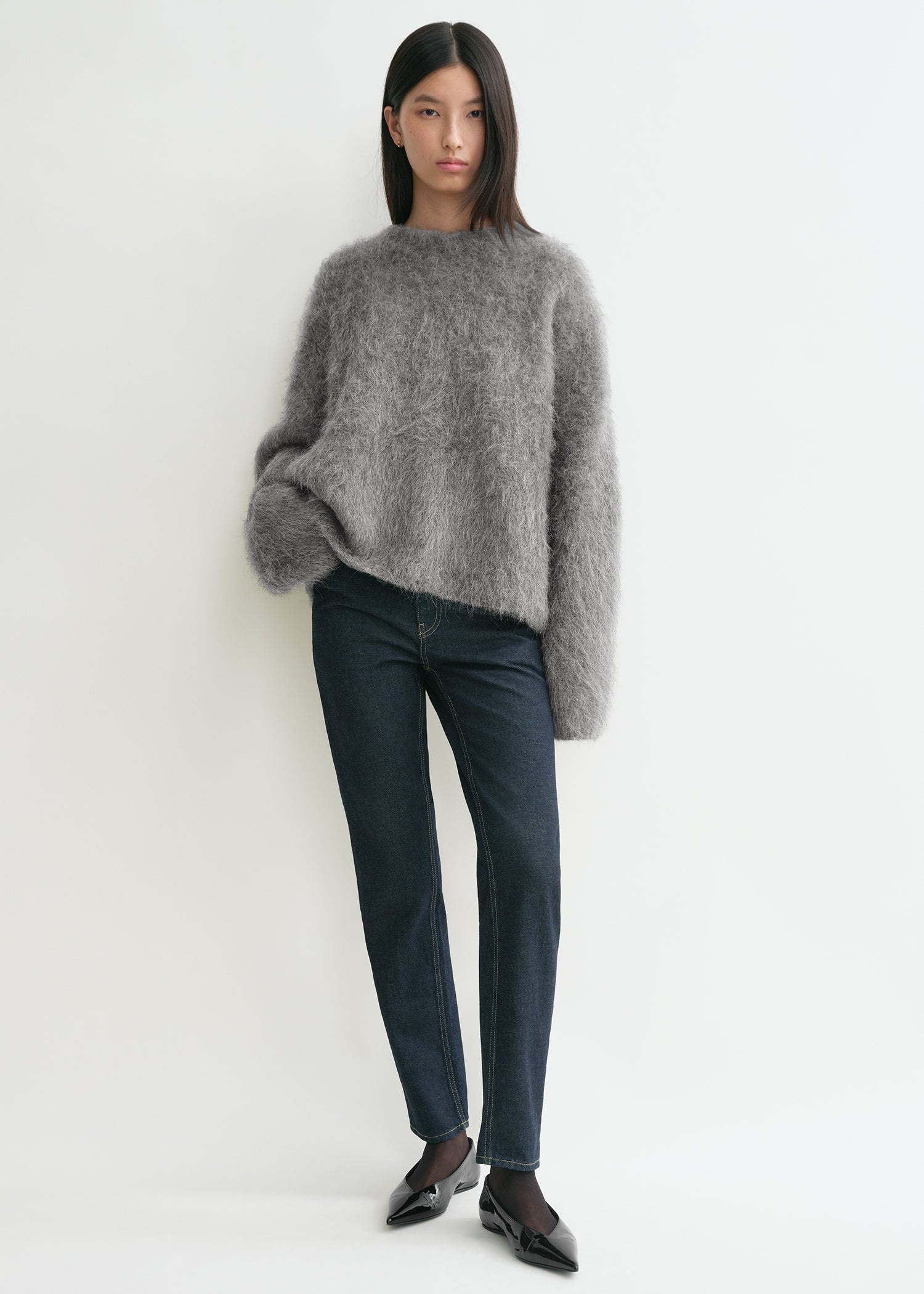Totême Boxy alpaca knit dark grey melange | REVERSIBLE