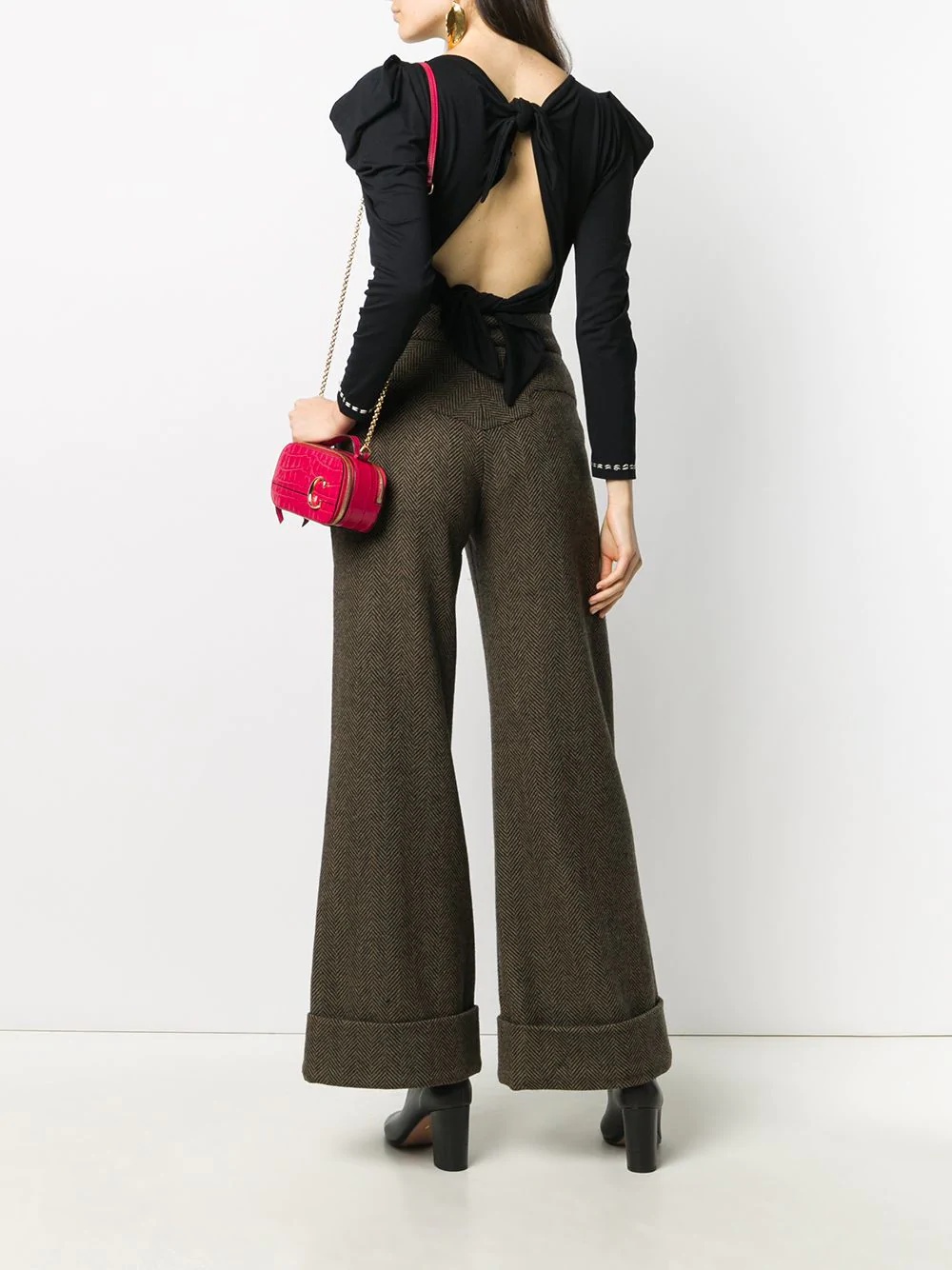 herringbone wide trousers - 2