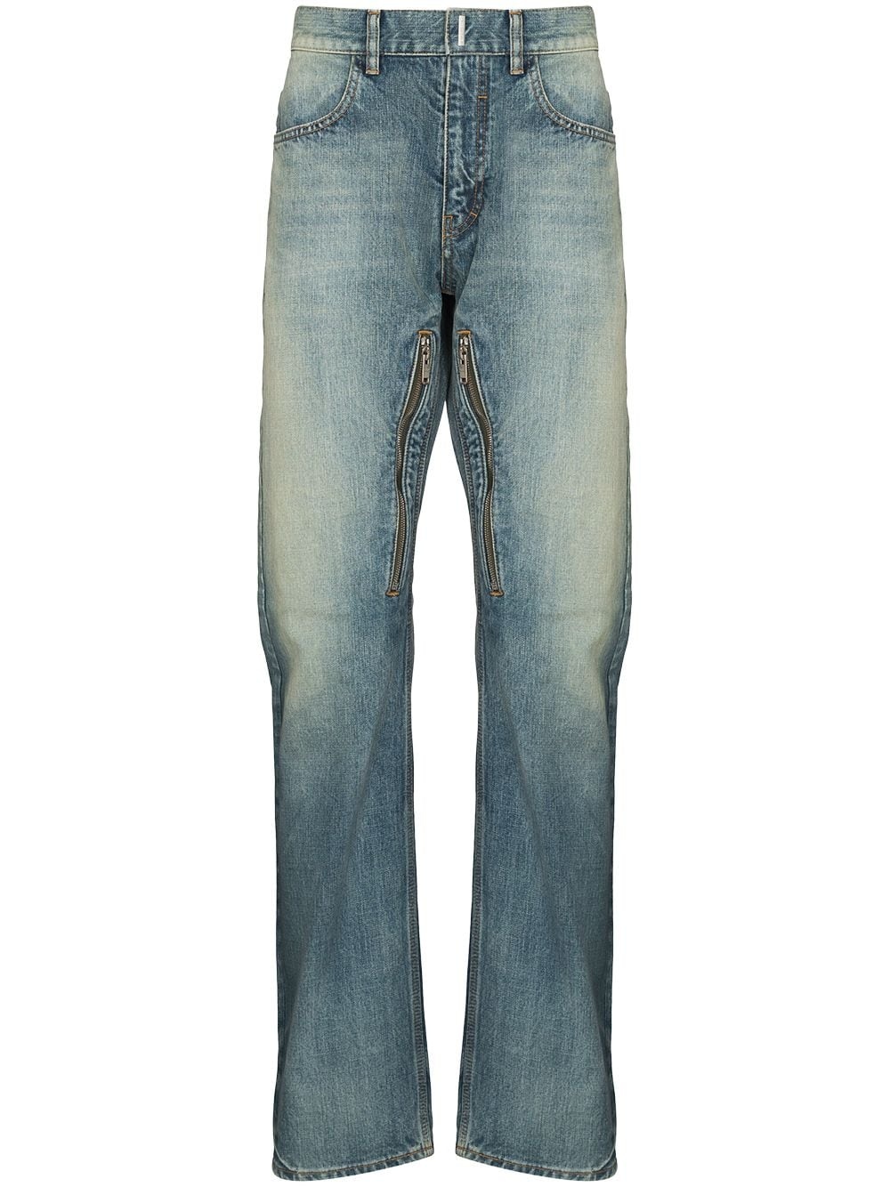 faded zip detail straight jeans - 1