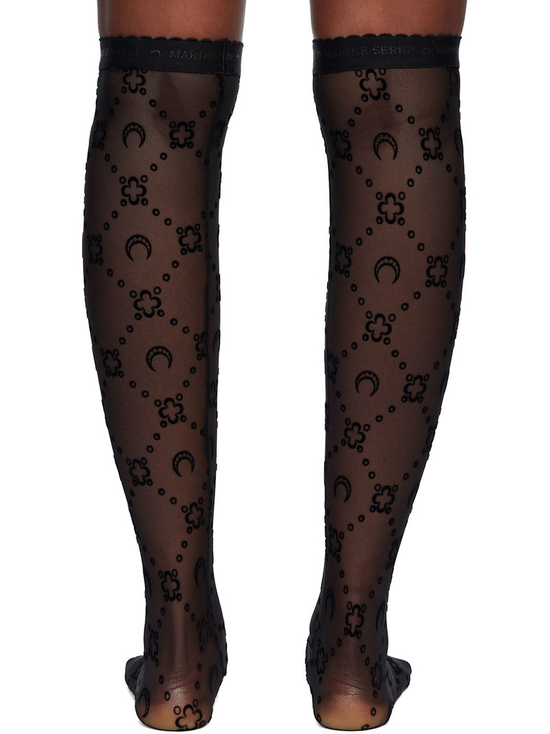 Marine Serre Black Moonogram Mesh Flock Long Socks outlook